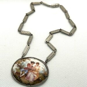 Vintage Painted Porcelain necklace